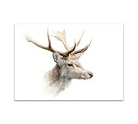 DunPei Art Canvas Painting Posters and Prints Animal Canvas Wall Art Deer head for Wall Decor and Home decorations Office Decor(white)-60x90cm Unframed