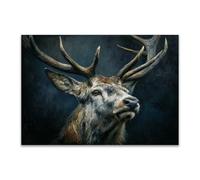 DunPei Art Canvas Painting Posters and Prints Animal Canvas Wall Art Deer head for Wall Decor and Home decorations Office Decor(brown)-70x100cm Unframed