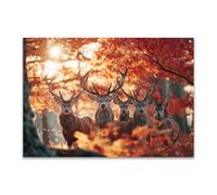 DunPei Art Canvas Painting Posters and Prints Animal Canvas Wall Art Deer in the Forest for Wall Decor and Home decorations Office Decor(orange)-80x120cm Unframed