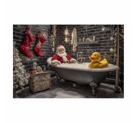 DunPei Art Prints Decor Santa Claus and the Duck - Holiday Artwork Poster Christmas Wall Decor for Home Farmhouse Bedroom Gallery Decoration(multicolored)-60x90cm Unframed
