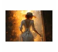 DunPei Artinspiring wall art Melancholy woman canvas prints for living room decor, tv backdrop & room accents - unique wall pictures & canvas wall art(golden)-80x120cm Unframed
