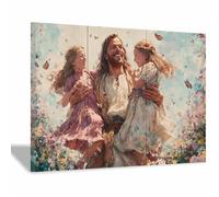 DunPei Christian Jesus Wall Art The glorious Jesus Canvas Prints Religious Wall Decor, Baptism Gifts, Serenity Prayer Wall Art for Bedroom, Prayer Room(multicolored)-70x100cm Framed