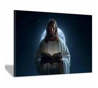 DunPei Christian Jesus Wall Art The wise Jesus Canvas Prints Religious Wall Decor, Baptism Gifts, Serenity Prayer Wall Art for Bedroom, Prayer Room(multicolored)-30x45cm Framed