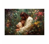 DunPei Christian Jesus Wall Art The Wise Jesus Canvas Prints Religious Wall Decor, Baptism Gifts, Serenity Prayer Wall Art for Bedroom, Prayer Room(multicolored)-80x120cm Unframed