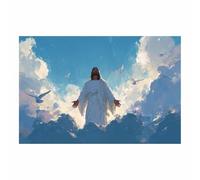 DunPei Christian Jesus Wall Art The Wise Jesus Canvas Prints Religious Wall Decor, Baptism Gifts, Serenity Prayer Wall Art for Bedroom, Prayer Room(multicolored)-30x45cm Unframed