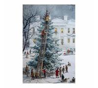 DunPei Christmas Canvas Wall Art, abstract Christmas tree Decor Print Holiday Scene Painting Winter Aesthetic Artwork, Christmas Charm Holiday Gifts(green)-50x70cm Unframed