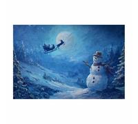DunPei Christmas Wall Art Decor, Santa Claus and the Snowman Bathroom Pictures Prints for Wall, Winter Holiday Xmas Decoration Indoor(blue)-80x120cm Unframed