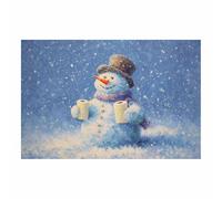 DunPei Christmas Wall Art Decor, The Festive Snowman Bathroom Pictures Prints for Wall, Winter Holiday Xmas Decoration Indoor(blue)-70x100cm Unframed