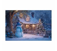 DunPei Christmas Wall Art Prints A Cozy Snowman Holiday Art Prints Painting, Farmhouse Xmas Poster, Gallery Wall Art Winter Print, Decor for Holiday(blue)-50x70cm Unframed