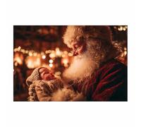 DunPei Christmas Wall Art Prints The Peaceful Santa Claus Holiday Art Prints Painting, Farmhouse Xmas Poster, Gallery Wall Art Winter Print, Decor for Holiday(golden)-80x120cm Unframed