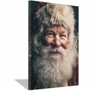 DunPei Classic Christmas Village Wall art, Kind hearted Santa Claus Church and Large-Scale Winter Scenery for Home Decor, Premium Wall Art(white)-60x90cm Framed