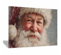 DunPei Classic Christmas Village Wall art, The kind-hearted Santa Claus Church and Large-Scale Winter Scenery for Home Decor, Premium Wall Art(white)-70x100cm Framed