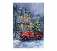 DunPei Cozy Christmas Wall art, abstract Christmas tree Vintage Holiday Scene Easy to hang, Perfect Festive Background for Church Nursery Office Party Decoration(green)-80x120cm Unframed