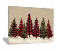 DunPei Cozy Christmas Wall art, The festive Christmas tree Vintage Holiday Scene Easy to hang, Perfect Festive Background for Church Nursery Office Party Decoration(khaki)-80x120cm Framed