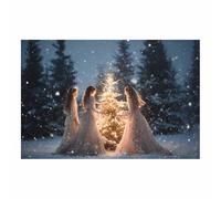 DunPei Cozy Christmas Wall art, The girl and the Christmas tree Vintage Holiday Scene Easy to hang, Perfect Festive Background for Church Nursery Office Party Decoration(grey)-80x120cm Unframed