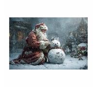 DunPei Cozy Christmas Wall art, The Peaceful Santa Claus Vintage Holiday Scene Easy to hang, Perfect Festive Background for Church Nursery Office Party Decoration(blue)-50x70cm Unframed