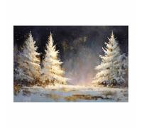 DunPei Cozy Christmas Wall art, The preety Christmas tree Vintage Holiday Scene Easy to hang, Perfect Festive Background for Church Nursery Office Party Decoration(white)-60x90cm Unframed