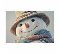 DunPei Cozy Christmas Wall art, The Smiling Snowman Vintage Holiday Scene Easy to hang, Perfect Festive Background for Church Nursery Office Party Decoration(blue-white)-50x70cm Unframed
