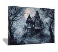 DunPei Fall Gallery Wall Art, ancient-style castle Halloween Decoration Paintings, Room Aesthetic Canvas Wall Art Poster for Bedroom and bathroom(grey15)-80x120cm Framed