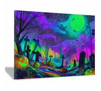 DunPei Halloween Canvas Wall Art Abstract Tree for Living Room Decoration Poster Painting Prints, Fall Canvas Art for Bedroom Home Decor Living Room(Purple25)-80x120cm Framed