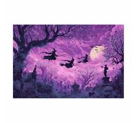 DunPei Halloween Home Decoration Witch Castle Canvas Wall Art Poster Decor Picture for Living Room Bedroom Decoration Prepare To Hang(Purple167)-70x100cm Unframed