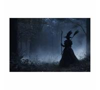 DunPei Halloween Wall Art Prints, The Witch of the Forests Canvas Painting, Halloween Pictures Wall Decor, Decor for Bedroom Gallery Bathroom(light gray74)-30x45cm Unframed