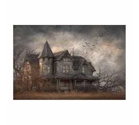 DunPei Halloween Wall Art Prints, Vintage Castle Canvas Painting, Halloween Pictures Wall Decor, Decor for Bedroom Gallery Bathroom(brown110)-30x45cm Unframed