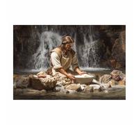DunPei Jesus Canvas Wall Art The humble Jesus Safe In Decor Picture Painting Poster Prints for Bedroom Dining Room Home Decoration Prepare to hang(multicolored)-80x120cm Unframed