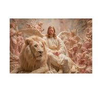 DunPei Jesus Canvas Wall Art The humble Jesus Safe In Decor Picture Painting Poster Prints for Bedroom Dining Room Home Decoration Prepare to hang(multicolored)-50x70cm Unframed
