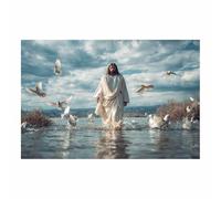 DunPei Jesus Canvas Wall Art The humble Jesus Safe In Decor Picture Painting Poster Prints for Bedroom Dining Room Home Decoration Prepare to hang(multicolored)-80x120cm Unframed