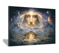 DunPei Jesus Canvas Wall Art The humble Jesus Safe In Decor Picture Painting Poster Prints for Bedroom Dining Room Home Decoration Prepare to hang(multicolored)-50x70cm Framed