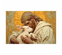 DunPei Jesus Canvas Wall Art The humble Jesus Safe In Decor Picture Painting Poster Prints for Bedroom Dining Room Home Decoration Prepare to hang(multicolored)-80x120cm Unframed