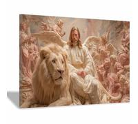 DunPei Jesus Canvas Wall Art The humble Jesus Safe In Decor Picture Painting Poster Prints for Bedroom Dining Room Home Decoration Prepare to hang(multicolored)-50x70cm Framed