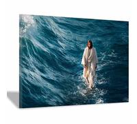 DunPei Jesus Wall Art, Almighty Jesus Canvas Paintings Posters Prints, Christ Bible Jesus Salvation Wall Decor for Church Study Prayer Room Home Decoration(multicolored)-80x120cm Framed