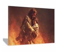 DunPei Jesus Wall Art, Almighty Jesus Canvas Paintings Posters Prints, Christ Bible Jesus Salvation Wall Decor for Church Study Prayer Room Home Decoration(multicolored)-60x90cm Framed