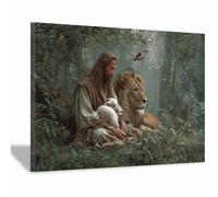 DunPei Jesus Wall Art, Almighty Jesus Canvas Paintings Posters Prints, Christ Bible Jesus Salvation Wall Decor for Church Study Prayer Room Home Decoration(multicolored)-60x90cm Framed