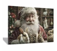 DunPei Modern Abstract Christmas Wall art, The kind-hearted Santa Claus Minimalist Self-Adhesive Holiday Art for Accent Wall in Dining Room, Office, Festive Décor(brown)-70x100cm Framed