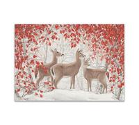 DunPei Modern Wall Artwork Decor a herd of deer Suitable for bathroom living room bedroom dining room kitchen office(pink)-80x120cm Unframed