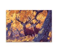 DunPei Modern Wall Artwork Decor a herd of deer Suitable for bathroom living room bedroom dining room kitchen office(brown)-50x70cm Unframed