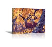 DunPei Modern Wall Artwork Decor a herd of deer Suitable for bathroom living room bedroom dining room kitchen office(brown)-50x70cm Framed