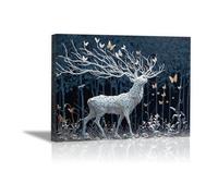DunPei Modern Wall Artwork Decor Beautiful deer Suitable for bathroom living room bedroom dining room kitchen office(white)-60x90cm Framed