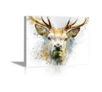 DunPei Modern Wall Artwork Decor Deer head Suitable for bathroom living room bedroom dining room kitchen office(white)-70x100cm Framed