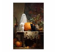 DunPei Painting Canvas Print Wall Art Ghosts and catss Halloween Decor Poster Academia Room Decor for Bedroom wall art for Dining Living Room Kitchen(Brown182)-30x45cm Unframed