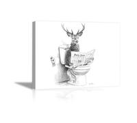 DunPei Print On Canvas Animal The Picture Abstract deer For Home and Hallway Decoration Modern Decoration Portrait Wall Art Painting Pictures(white)-30x45cm Framed