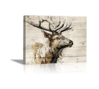DunPei Print On Canvas Animal The Picture Deer head For Home and Hallway Decoration Modern Decoration Portrait Wall Art Painting Pictures(yellow)-60x90cm Framed