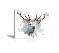 DunPei Print On Canvas Animal The Picture Deer head For Home and Hallway Decoration Modern Decoration Portrait Wall Art Painting Pictures(white)-70x100cm Framed