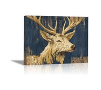 DunPei Print On Canvas Animal The Picture Deer head For Home and Hallway Decoration Modern Decoration Portrait Wall Art Painting Pictures(brown)-50x70cm Framed