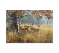 DunPei Print On Canvas Animal The Picture Deer in the Forest For Home and Hallway Decoration Modern Decoration Portrait Wall Art Painting Pictures(brown)-70x100cm Unframed