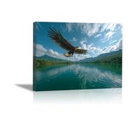 DunPei Print On Canvas Animal The Picture Flying eagles For Home and Hallway Decoration Modern Decoration Portrait Wall Art Painting Pictures(green)-50x70cm Framed
