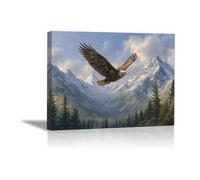 DunPei Print On Canvas Animal The Picture Flying eagles For Home and Hallway Decoration Modern Decoration Portrait Wall Art Painting Pictures(white)-30x45cm Framed